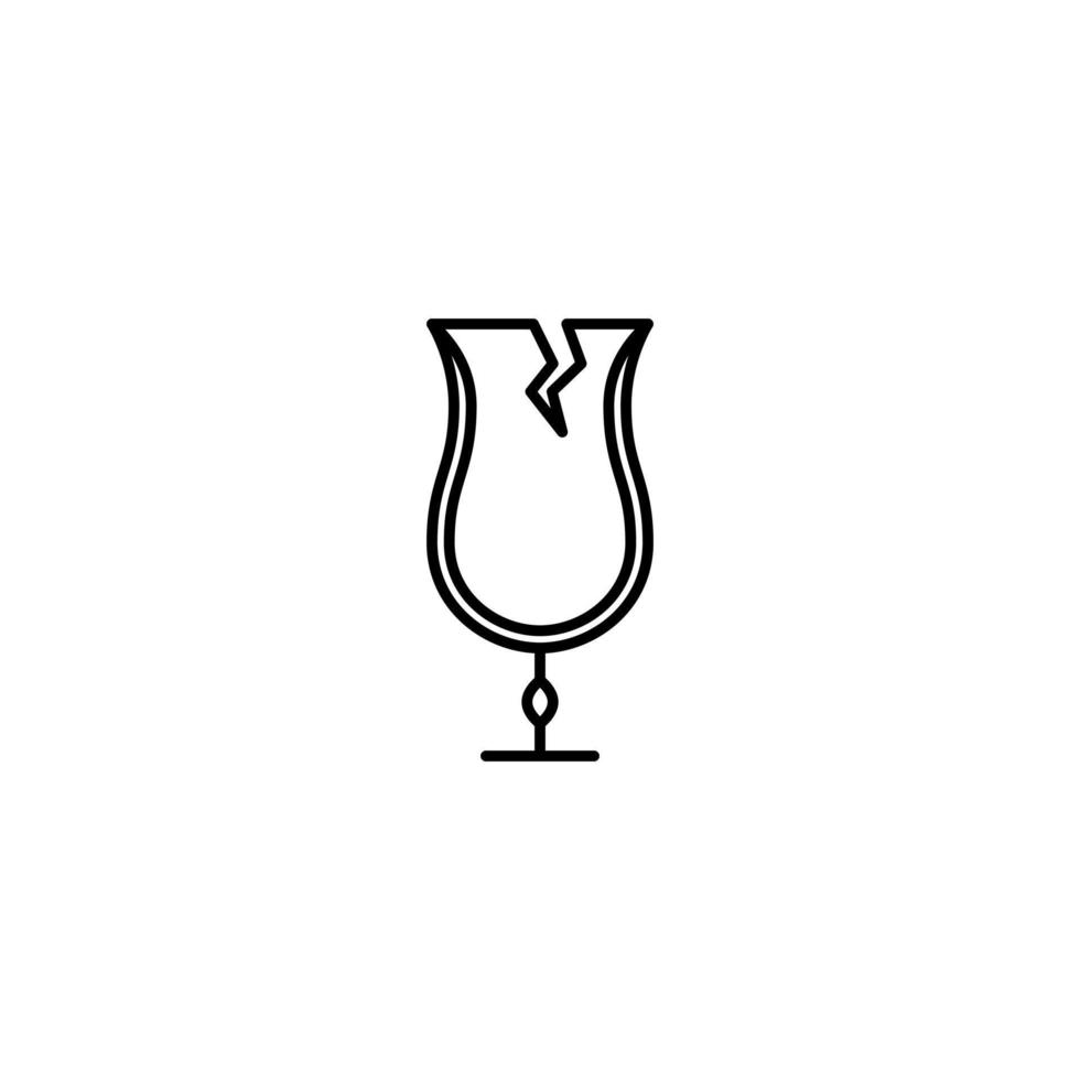 cracked hurricane or tulip glass icon on white background. simple, line, silhouette and clean style. black and white. suitable for symbol, sign, icon or logo vector