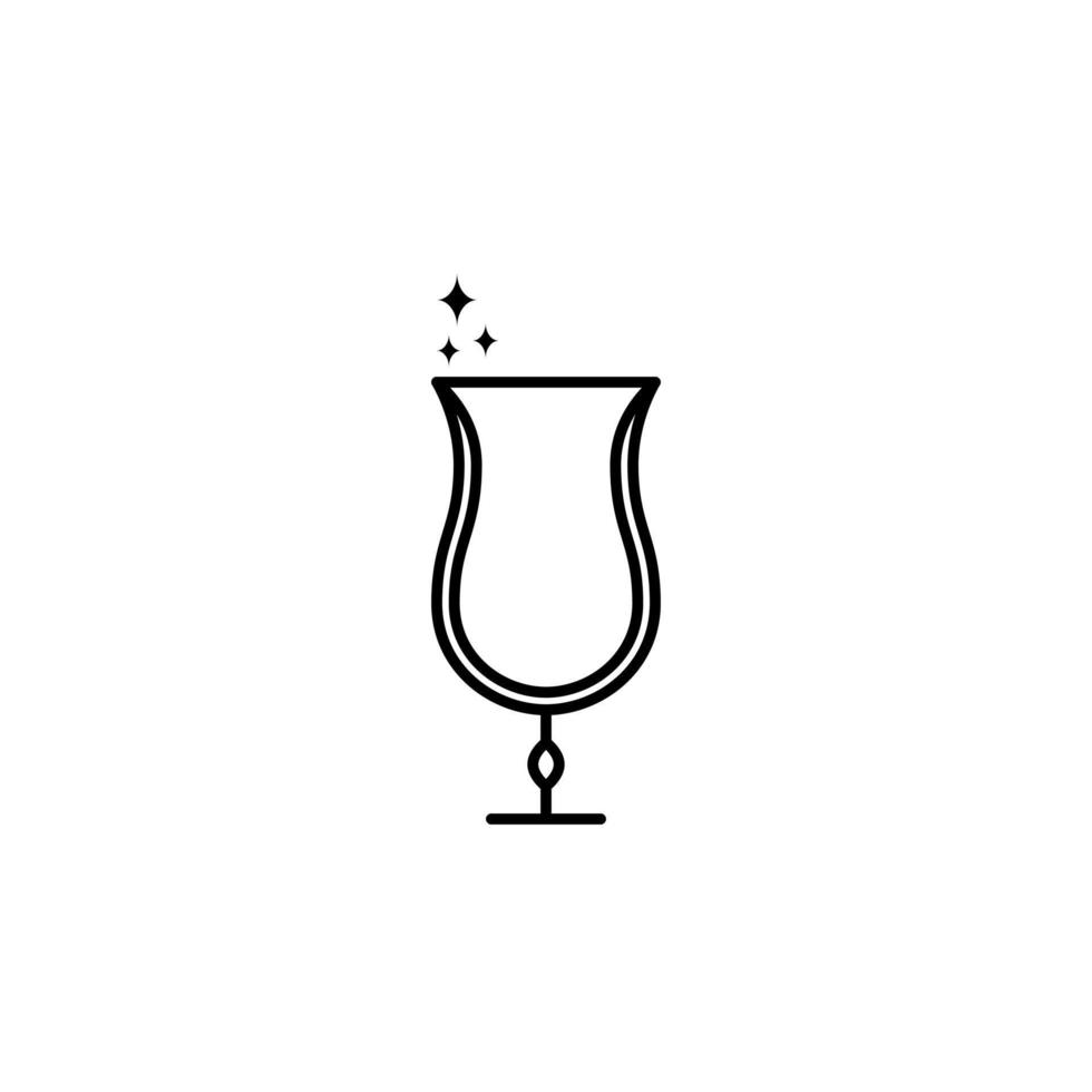 sparkling hurricane or tulip glass icon on white background. simple, line, silhouette and clean style. black and white. suitable for symbol, sign, icon or logo vector