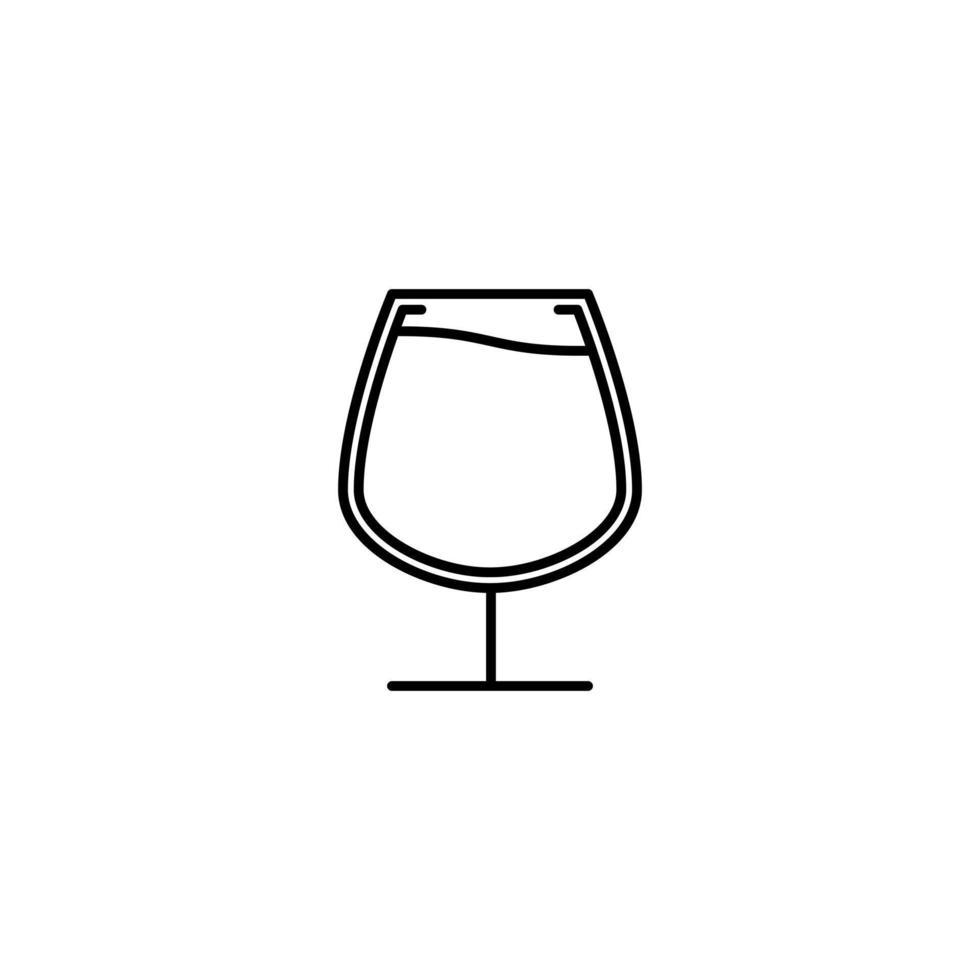 snifter glass icon with full filled with water on white background. simple, line, silhouette and clean style. black and white. suitable for symbol, sign, icon or logo vector