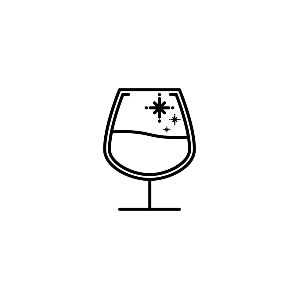 snifter glass icon with cold water on white background. simple, line, silhouette and clean style. black and white. suitable for symbol, sign, icon or logo vector