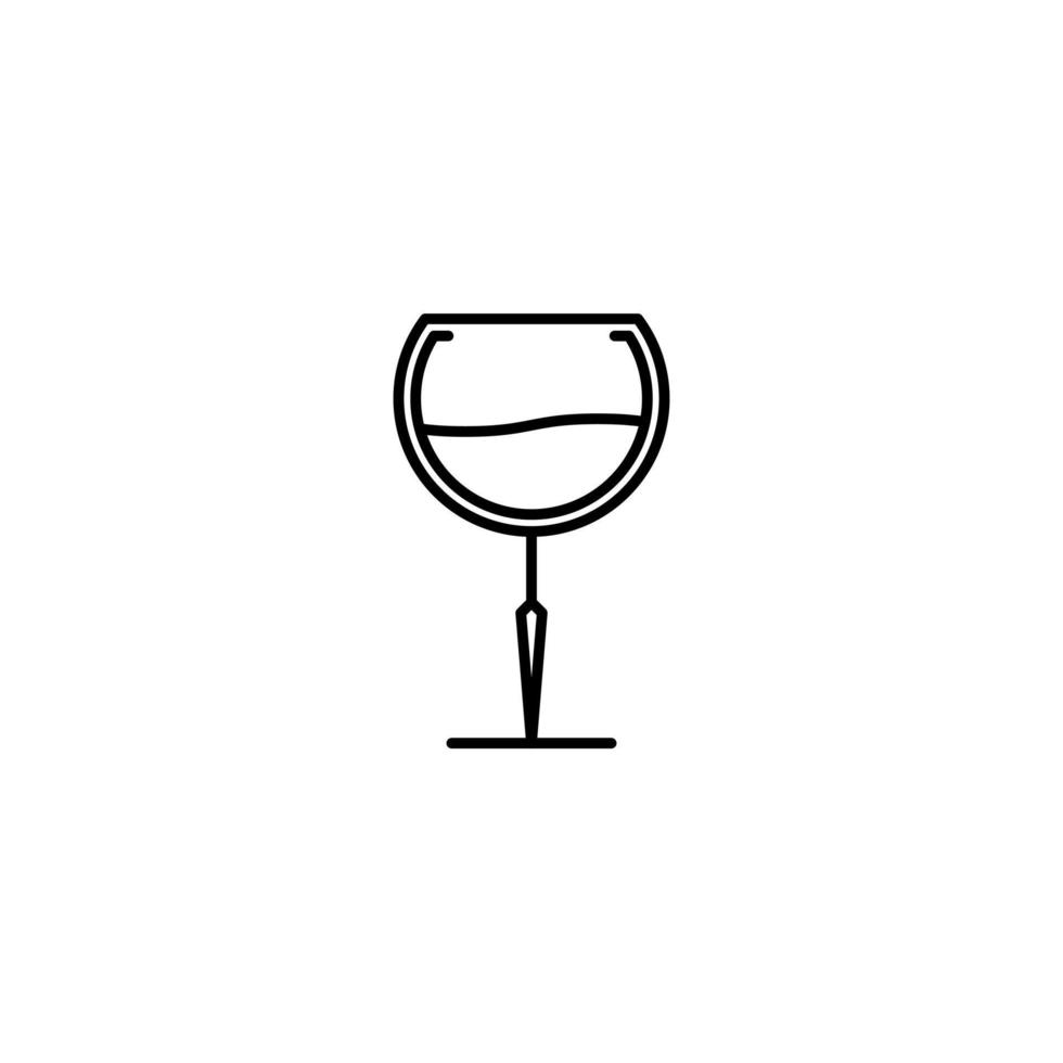 icono de copa de cristal con medio lleno de agua sobre fondo blanco. simple, línea, silueta y estilo limpio. en blanco y negro. adecuado para símbolo, signo, icono o logotipo vector