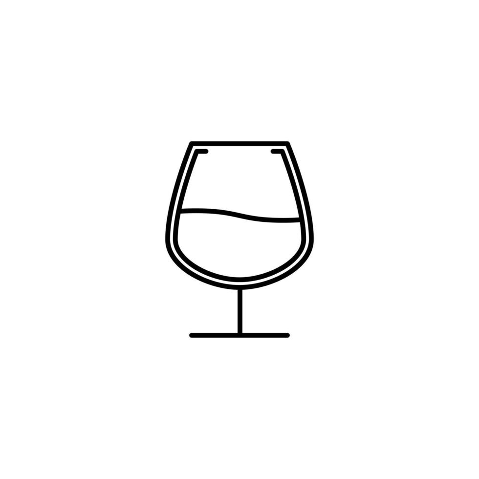 snifter glass icon with half filled with water on white background. simple, line, silhouette and clean style. black and white. suitable for symbol, sign, icon or logo vector