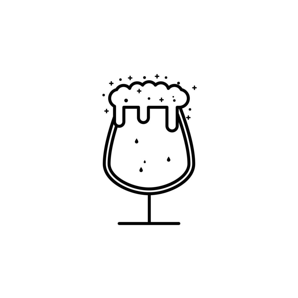 icono de copa de vidrio con soda y espuma sobre fondo blanco. simple, línea, silueta y estilo limpio. en blanco y negro. adecuado para símbolo, signo, icono o logotipo vector