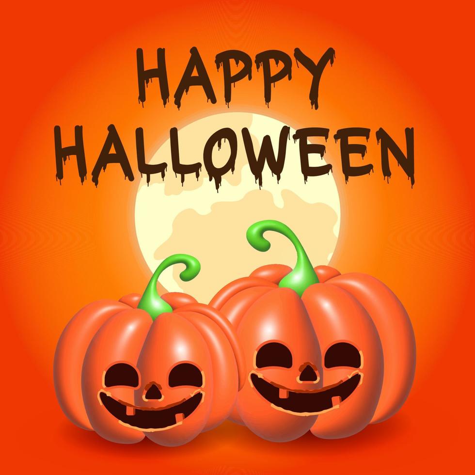 banner de halloween calabaza 3d, ilustración vectorial vector