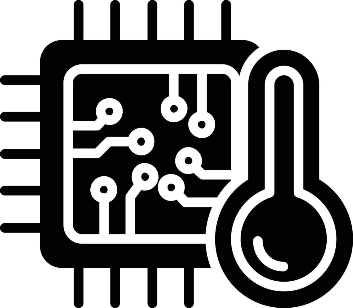 icono de glifo de temperatura de cpu vector