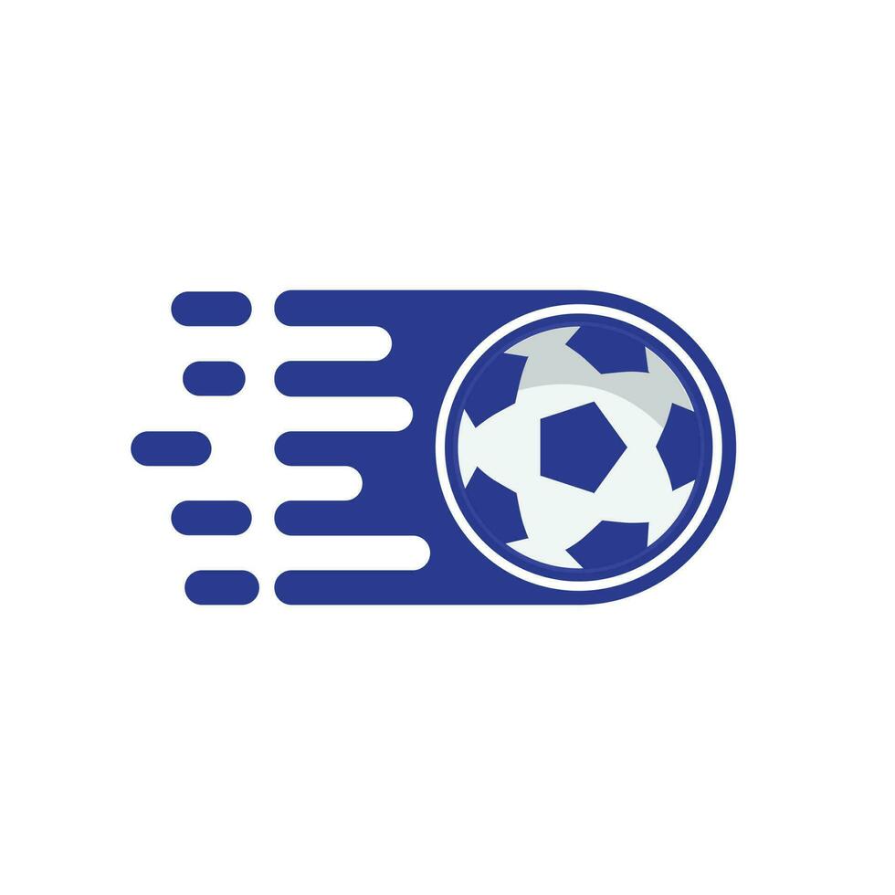 diseño de logotipo de vector de fútbol rápido. concepto de diseño del logotipo del juego de velocidad.