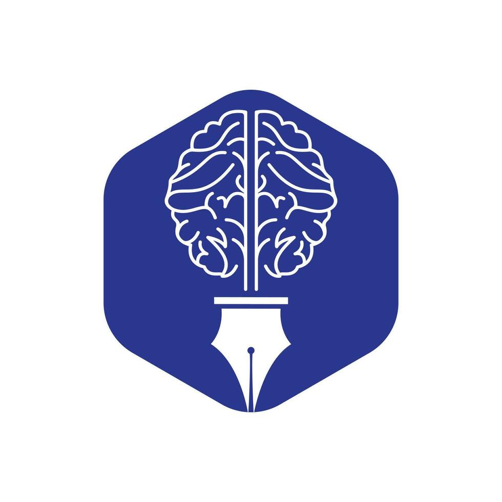 plantilla de diseño de logotipo de vector de pluma de cerebro.