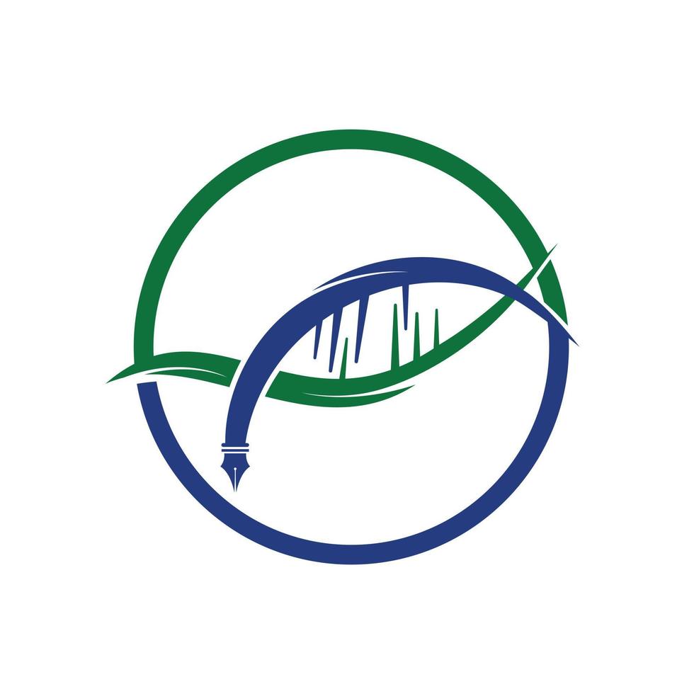 DNA pen vector logo design.