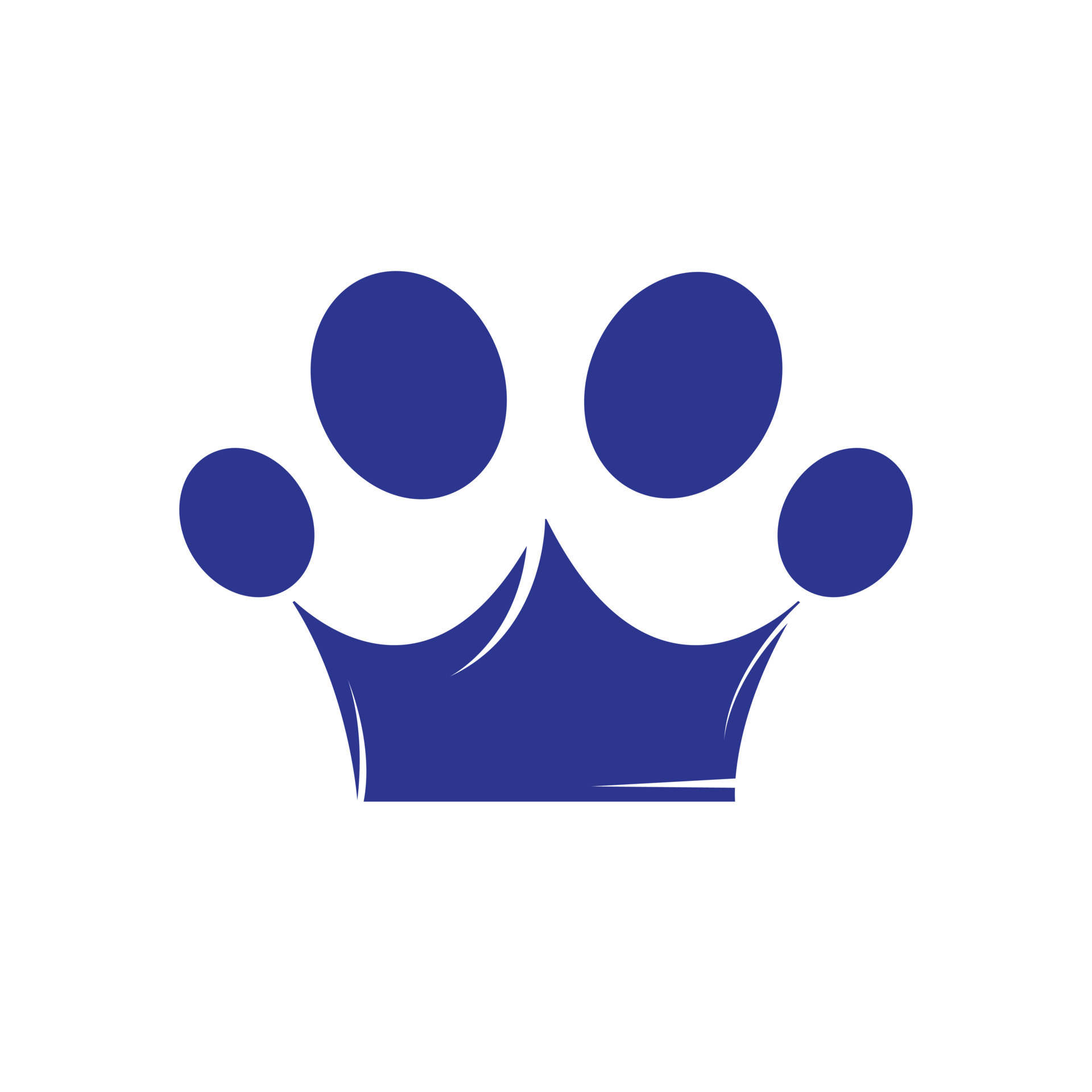 Kingdom pet shop vector logo design. Paw symbol with crown logo vector
