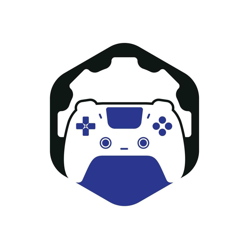 Video game repair vector logo design template. Gamepad with gear icon vector design.