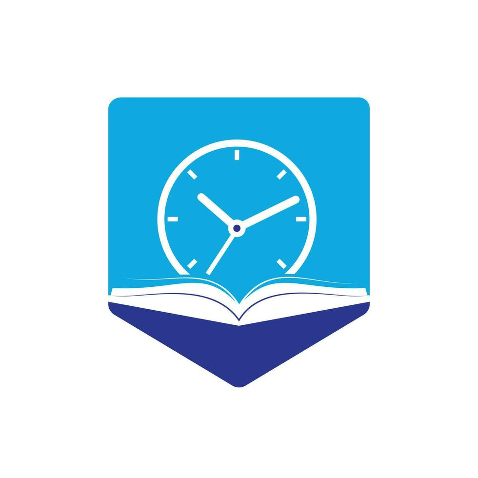 Study time vector logo design. Book with clock icon design.