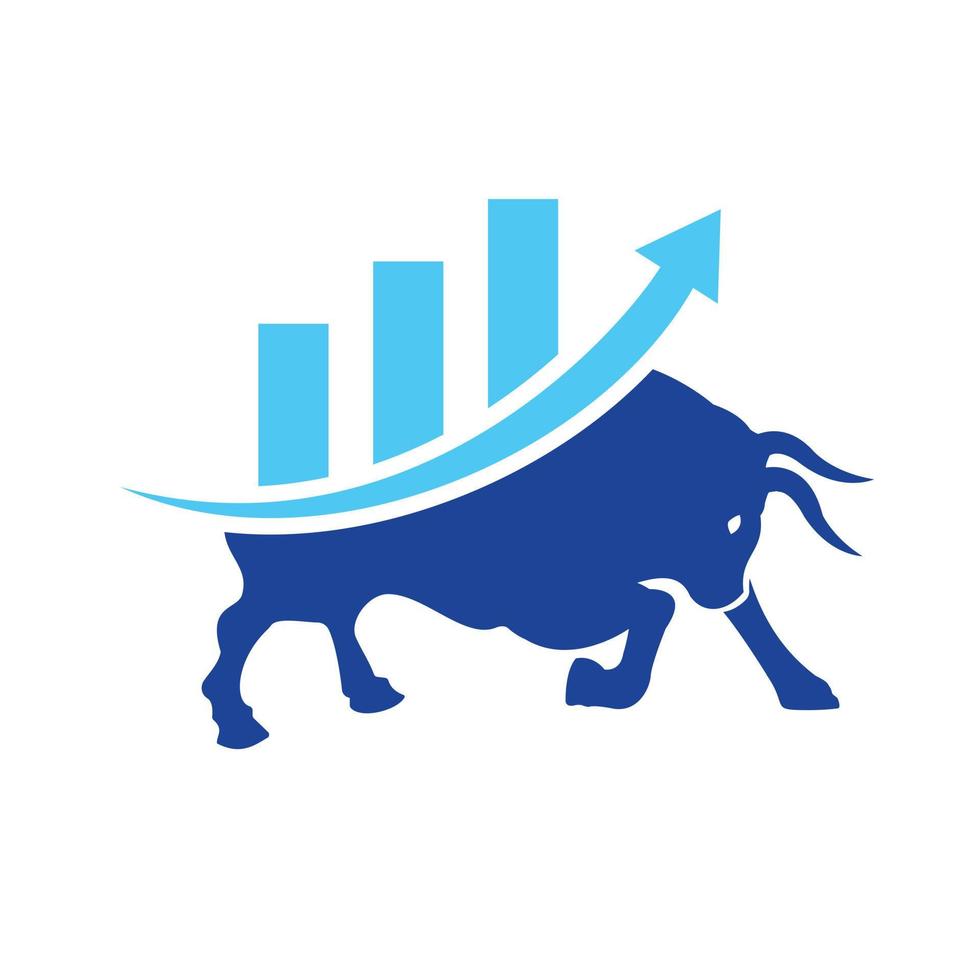 Financial bull logo design. Trade Bull Chart, finance logo. vector