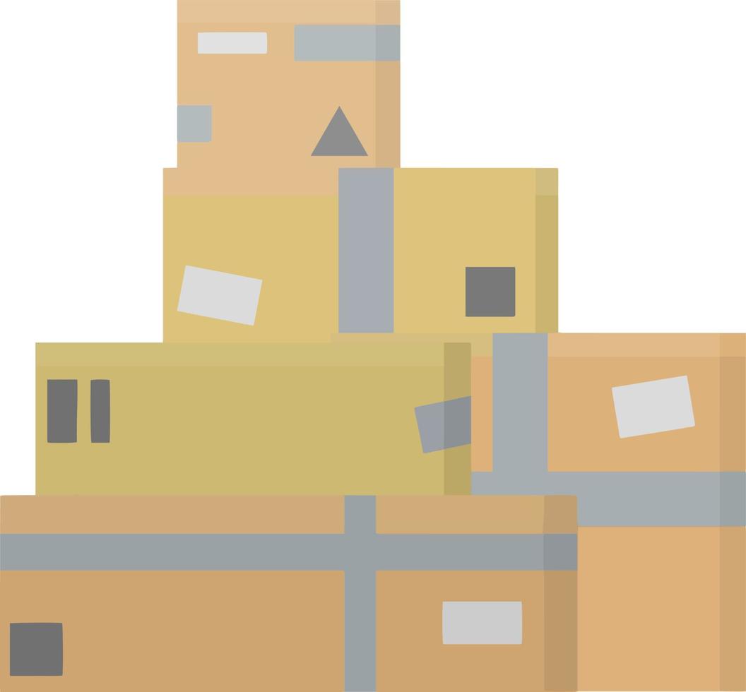 Set of parcels in cardboard boxes. vector