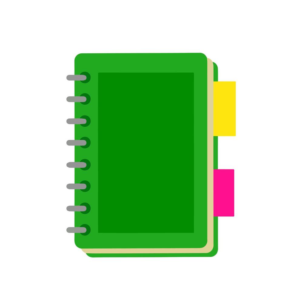 Notepad. Closed notebook for writing. School book or textbook for studying. Flat cartoon vector