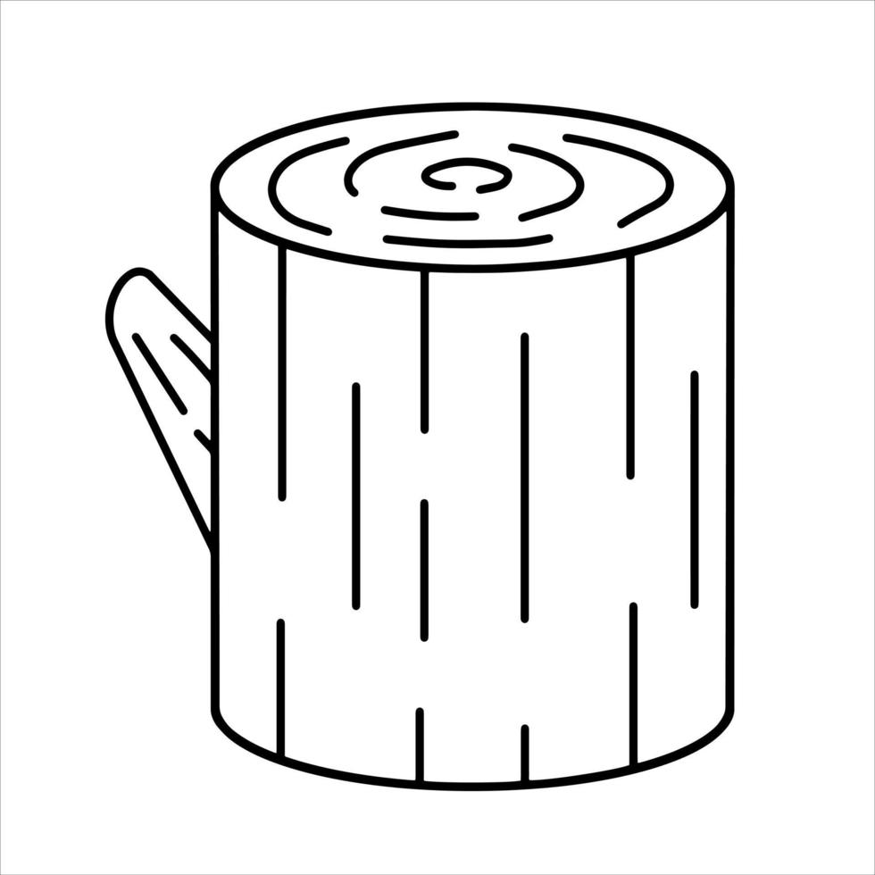 Stump icon. Wooden material and Wood trunk. Outline cartoon. vector