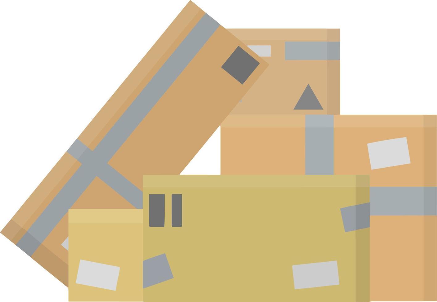 Set of parcels in cardboard boxes. vector