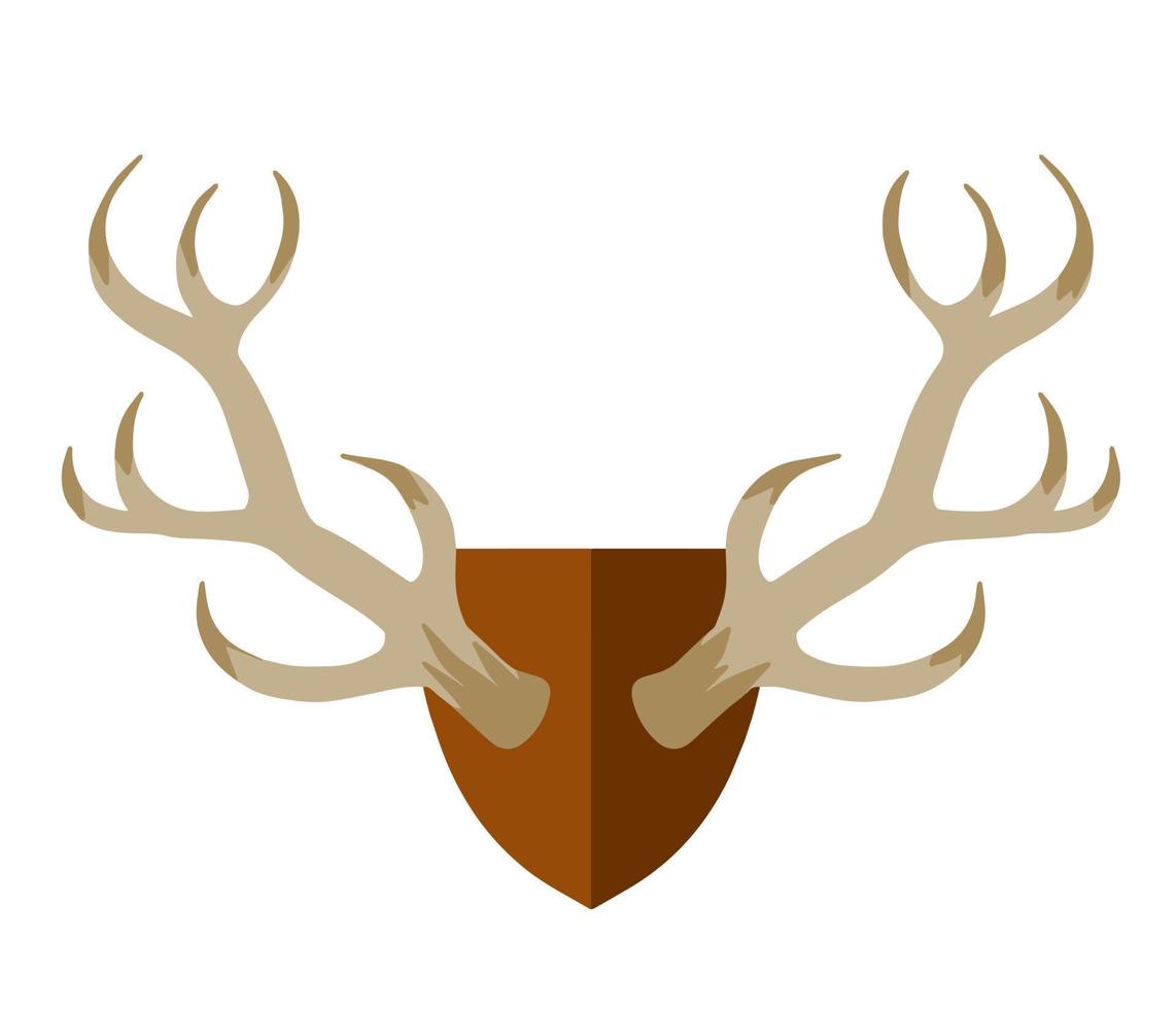 Horn of deer. Hunting trophy. Wall decoration element. Part of the stag animal head vector
