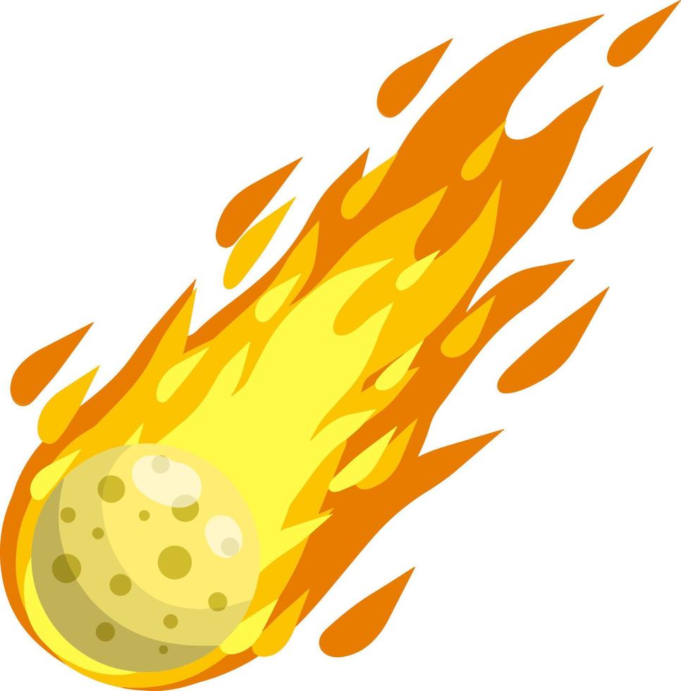 Meteor with trail of fire. Celestial object vector