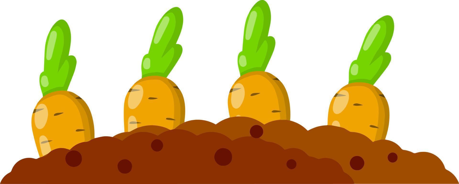 Brown ground. Natural food. Cartoon flat illustration. Growing vegetables on platform vector
