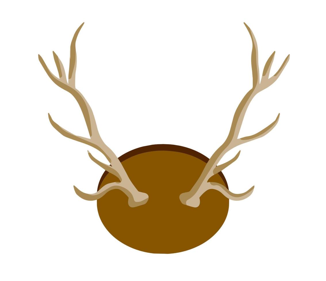 Horn of deer. Hunting trophy. Wall decoration element. Part of the stag animal head vector