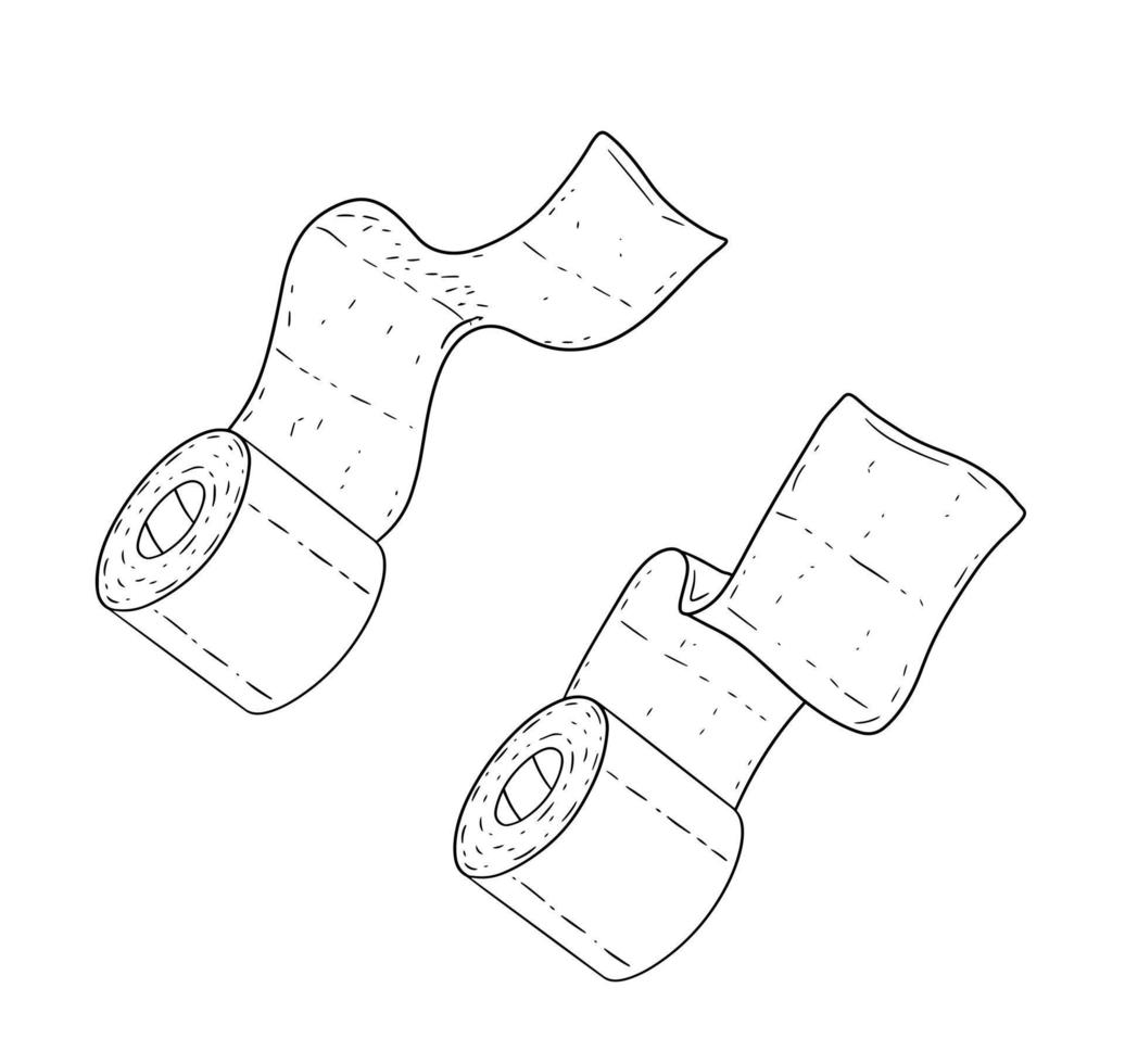 Set of toilet paper. Bath element. White cartoon object. Several rolls of paper towels on white background. Doodle sketch vector