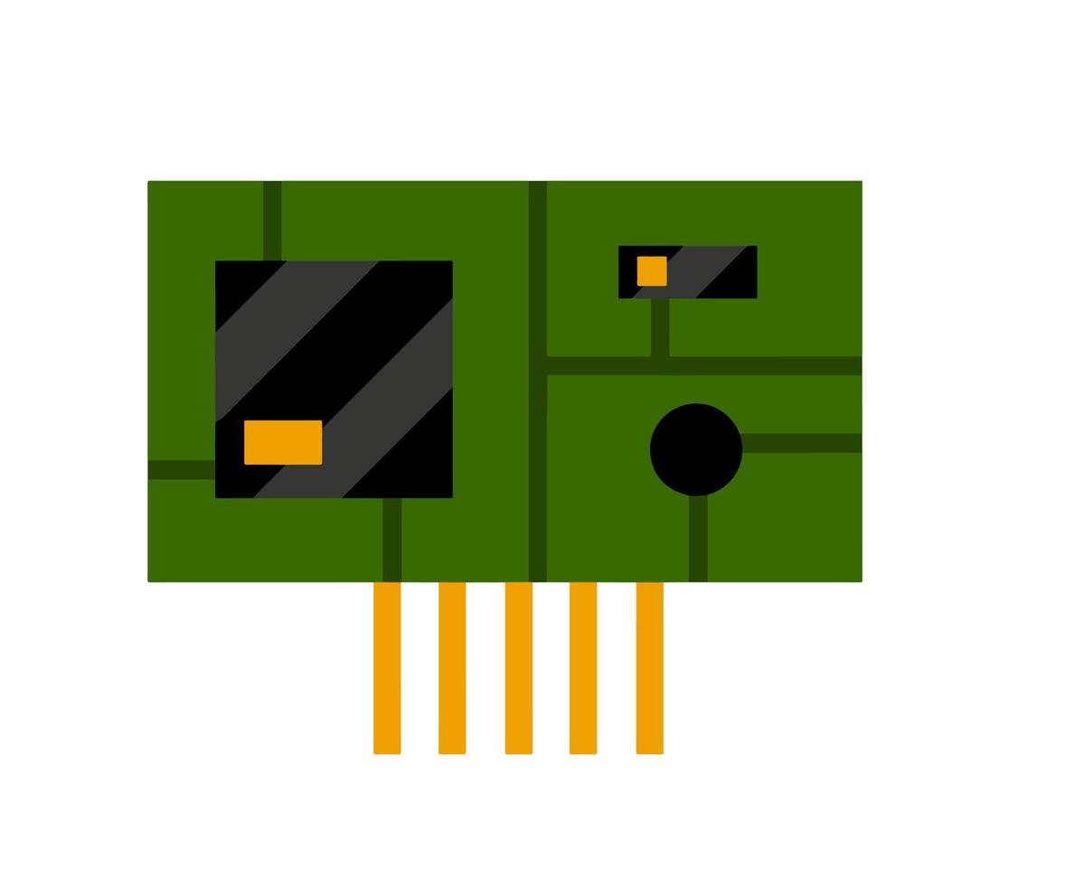 chip. accesorios de computador. tecnología moderna. ilustración plana microchip verde. el icono del microprocesador y el microcircuito vector