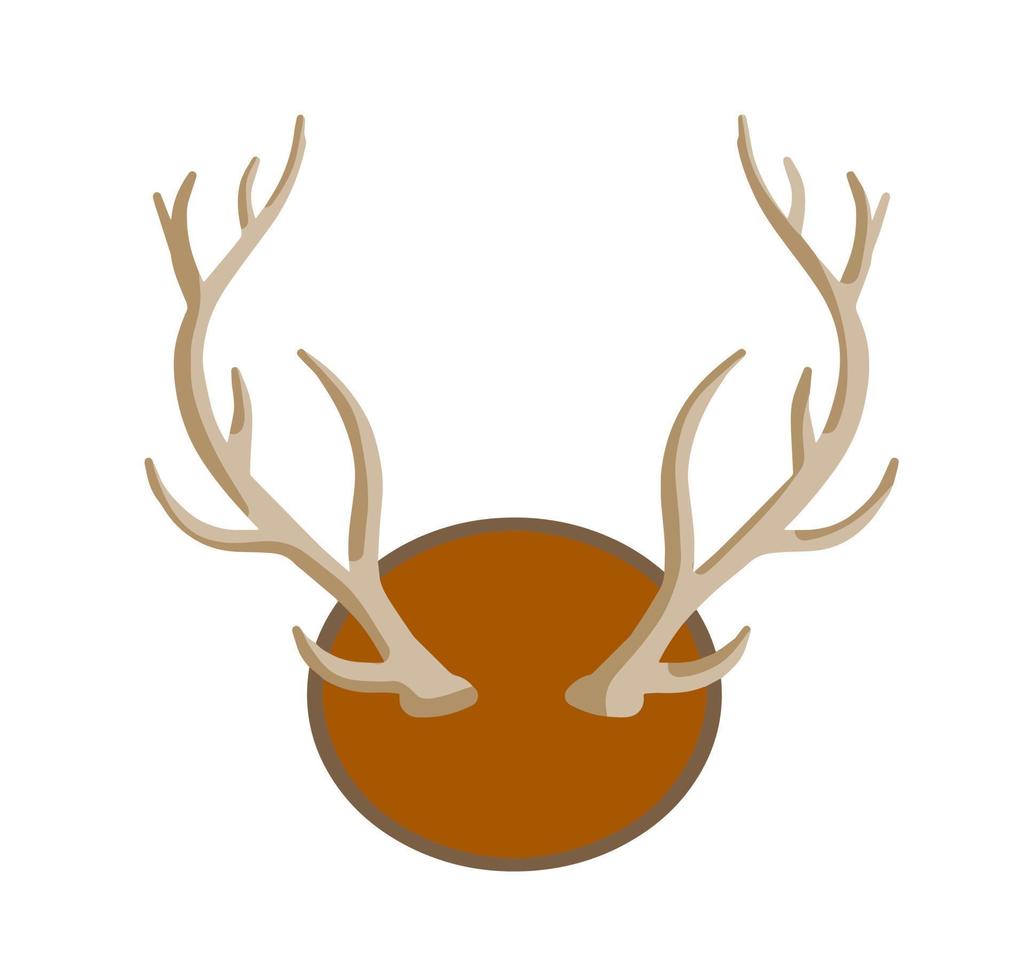 Horn of deer. Hunting trophy. Wall decoration element. Part of the stag animal head vector