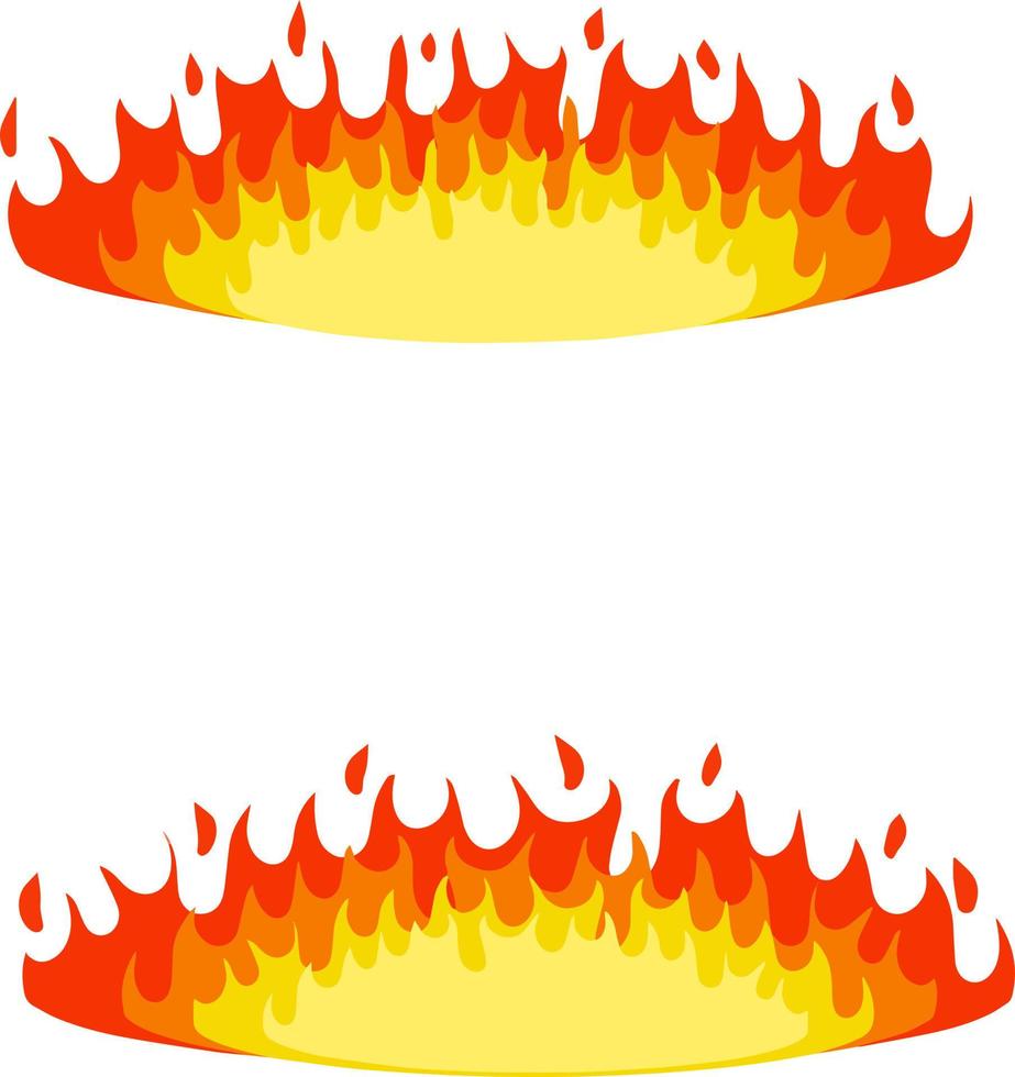 Red flame set. Fire element. Part of the bonfire with the heat. vector