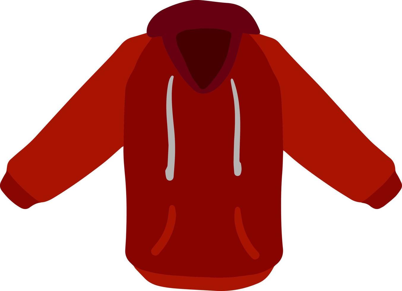 sudadera con capucha. ropa de abrigo roja. sudadera con asas. ilustración plana de dibujos animados vector