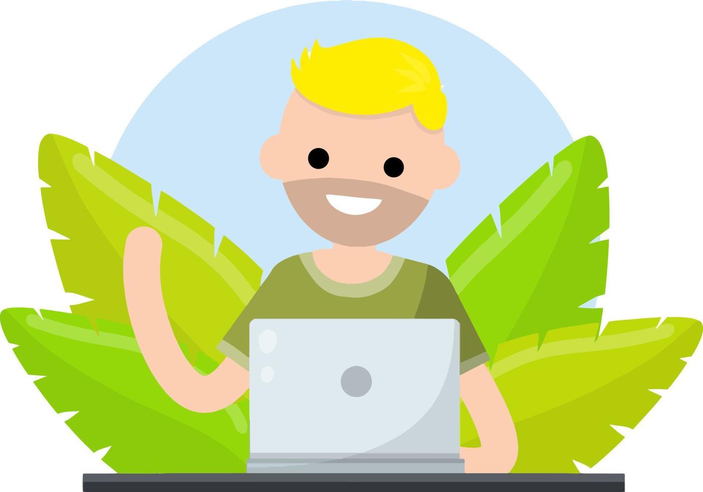 Man with laptop. Smiling happy man vector