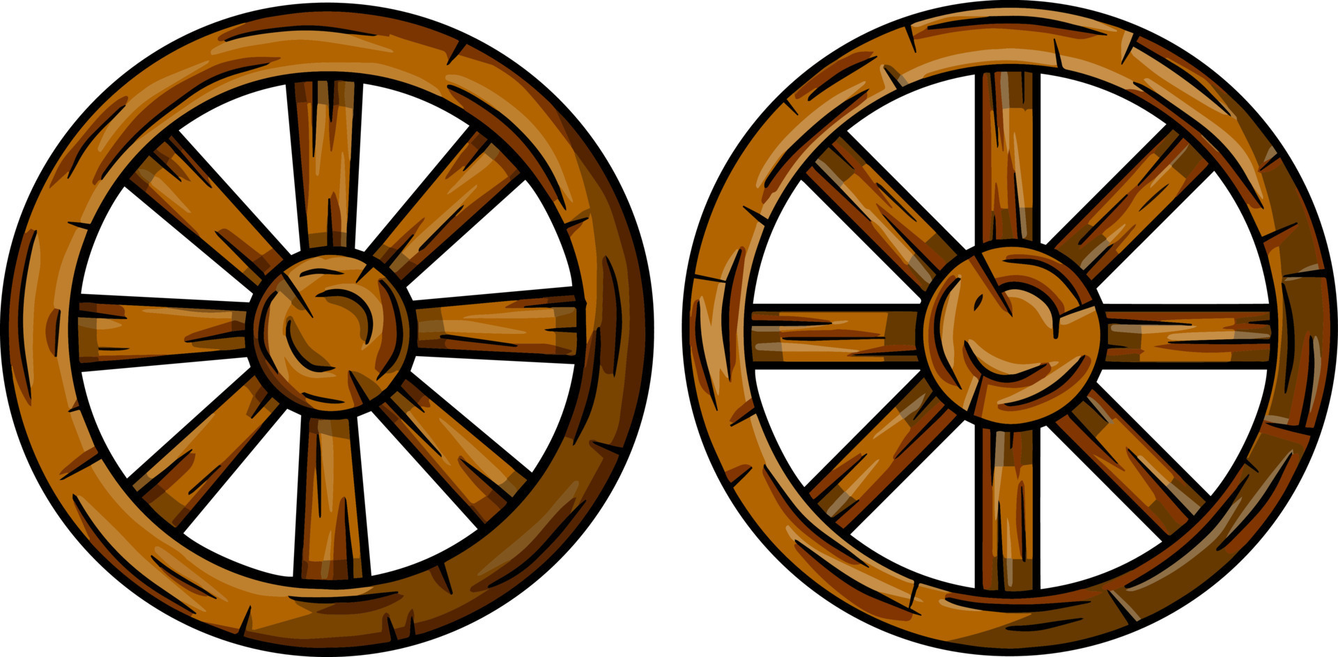 Old wooden cart wheels. 10919760 Vector Art at Vecteezy