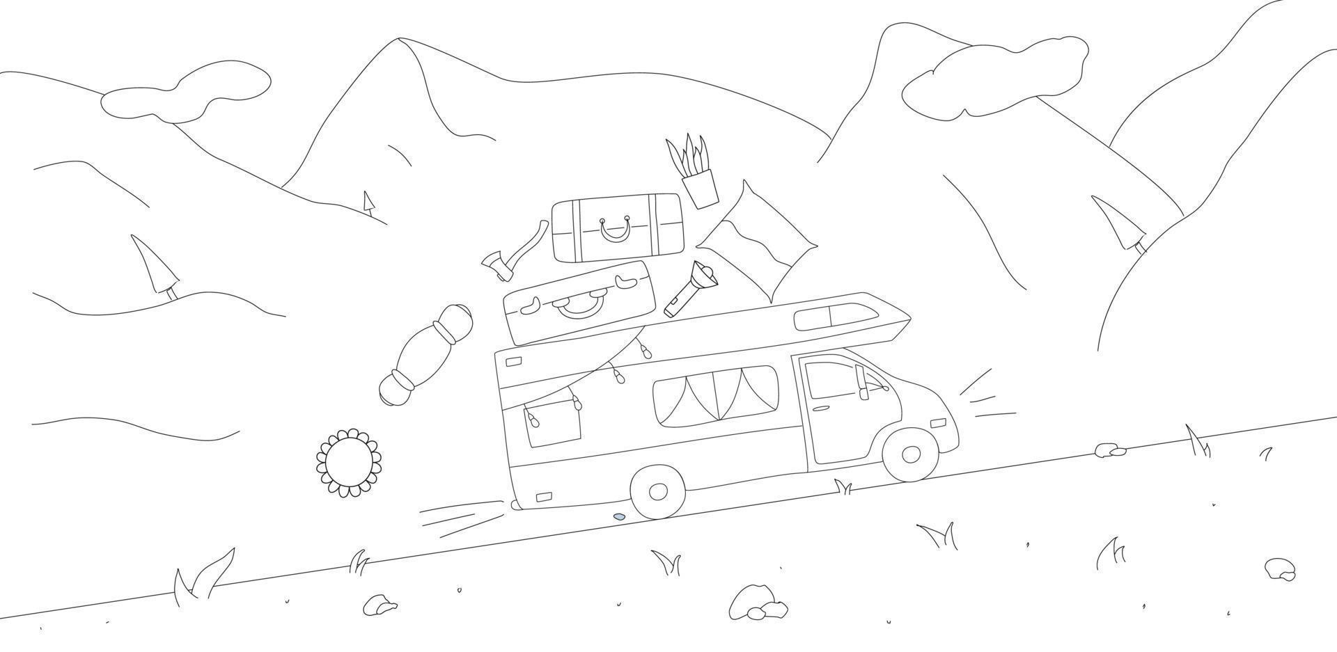 Set of vector hand drawn flat colourful illustrations