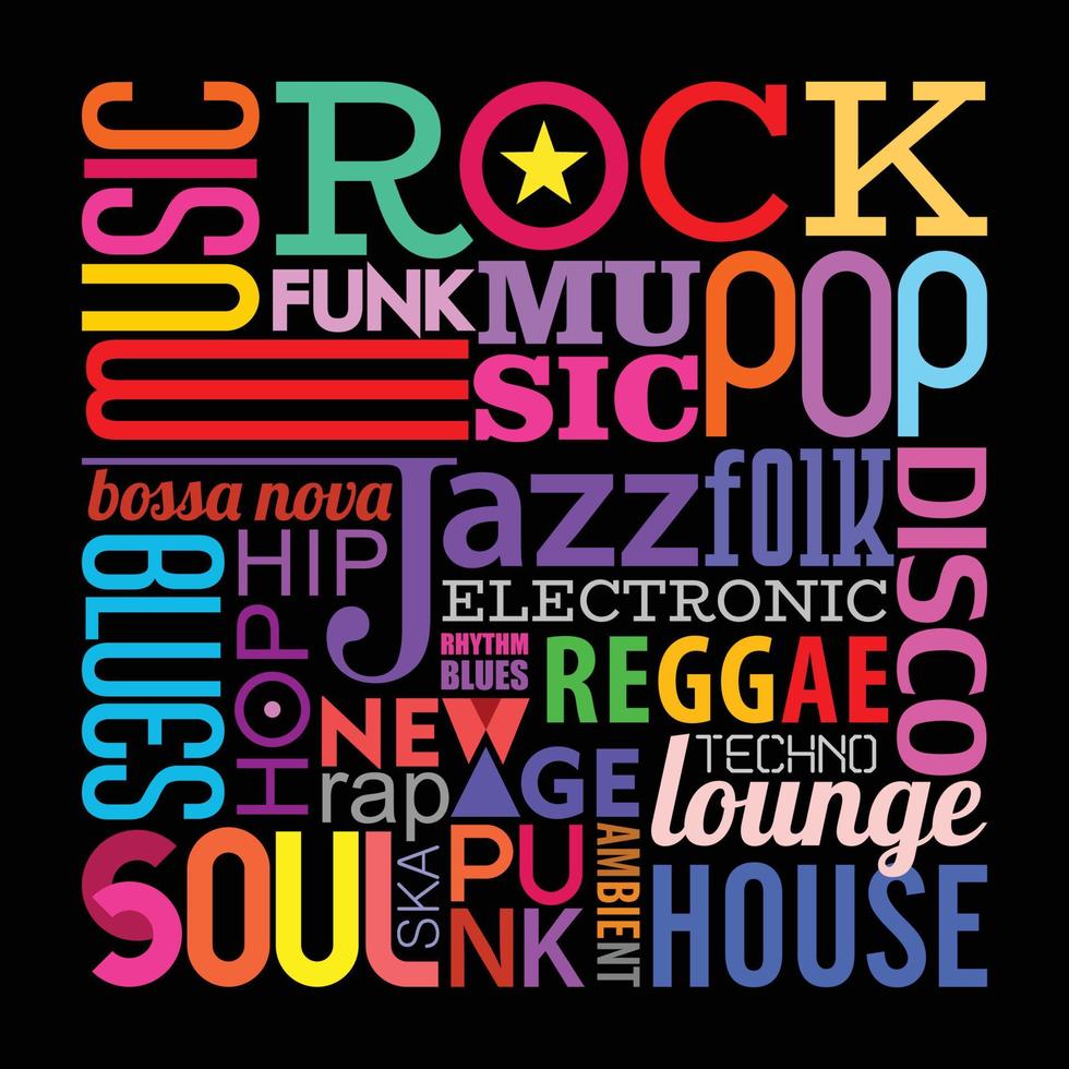 diseño de texto de estilos musicales vector