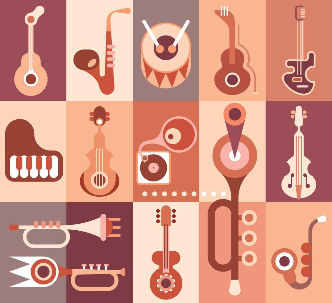 ilustración vectorial de instrumentos musicales vector