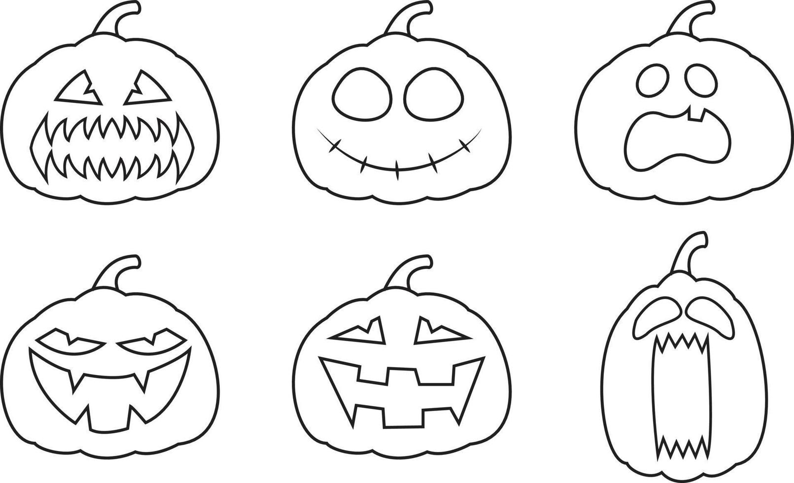 Halloween Pumpkin Line Art Set vector