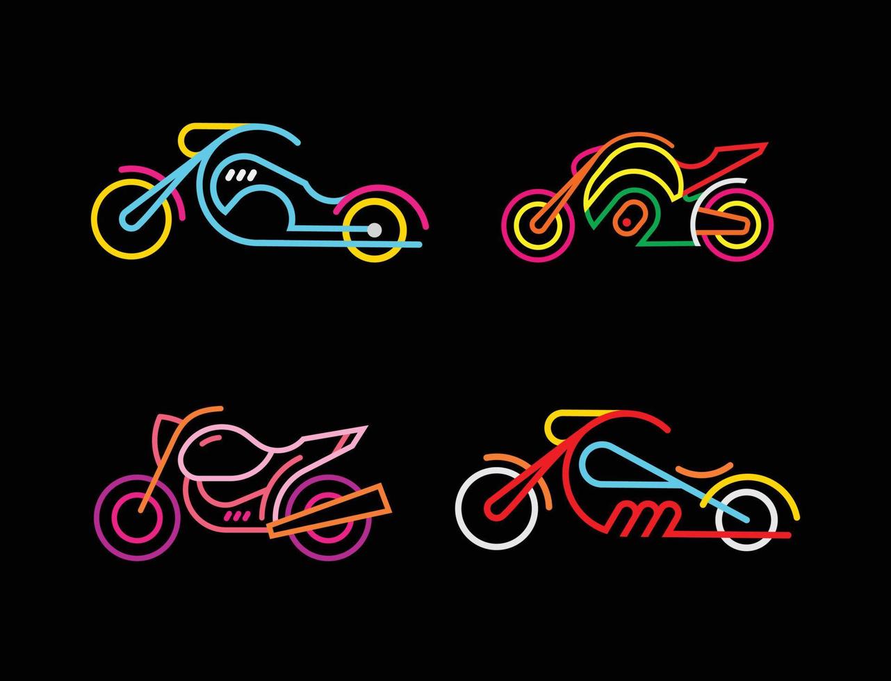 Four Neon Motorcycles vector