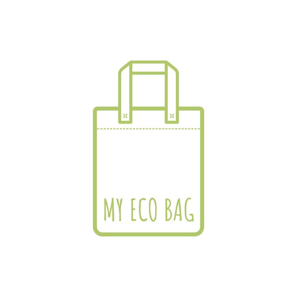 Tote bag line icon. My eco bag concept. Cotton or paper package. Conscious consumption zero waste concept. Vector illustration