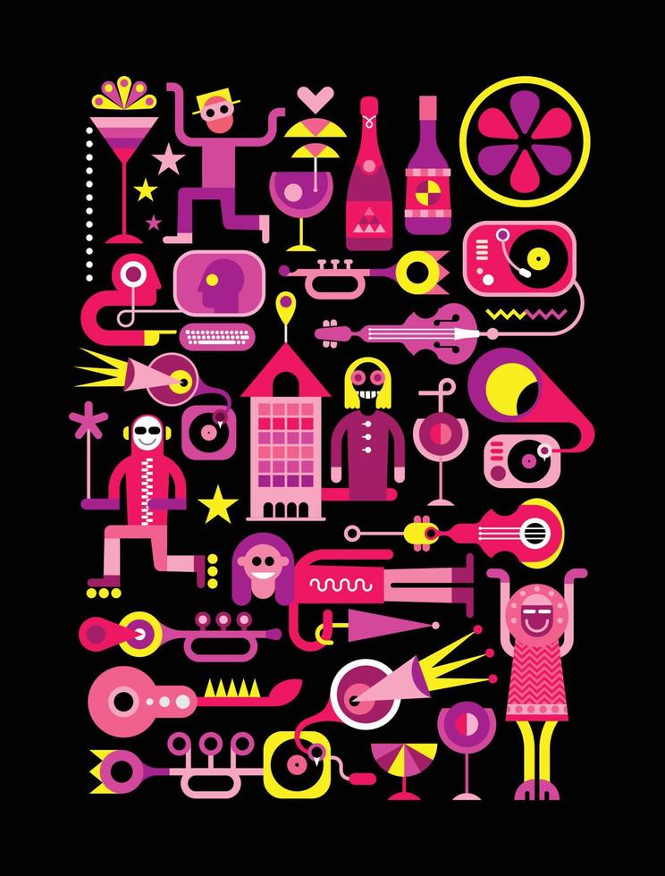 Festive City Vector Illustration