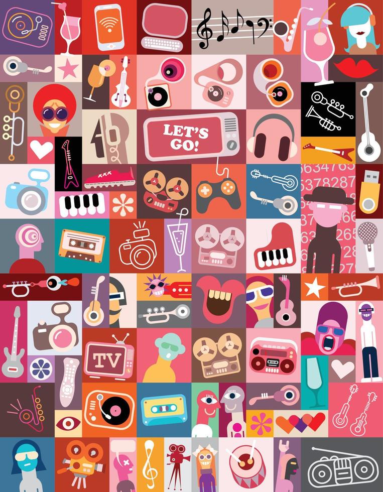 Entertainment Art Collage vector