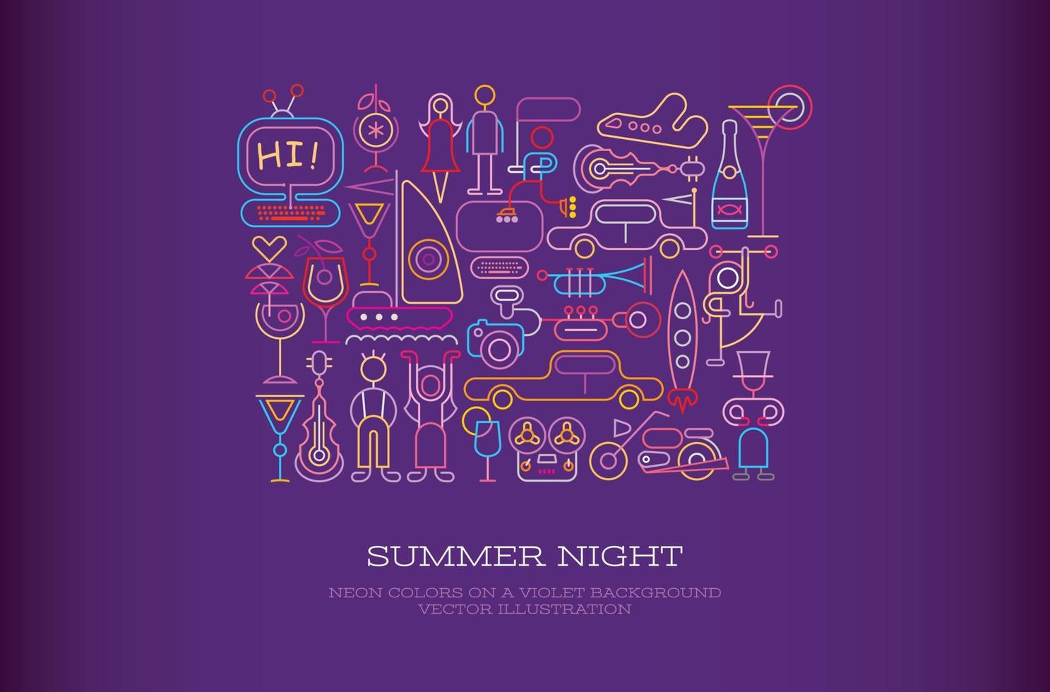 Summer Night vector illustration