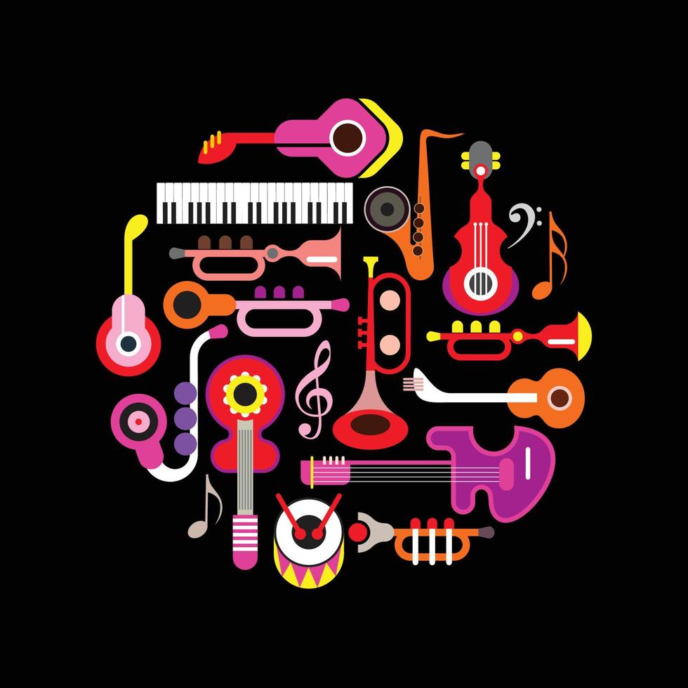 Musical Instruments round shape design vector