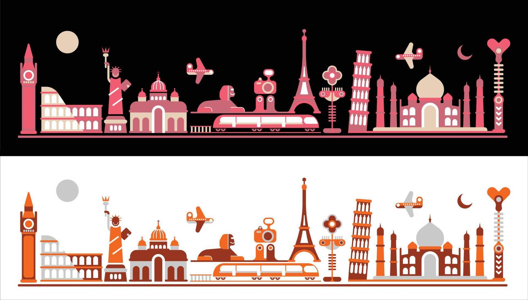 World Landmarks vector illustration