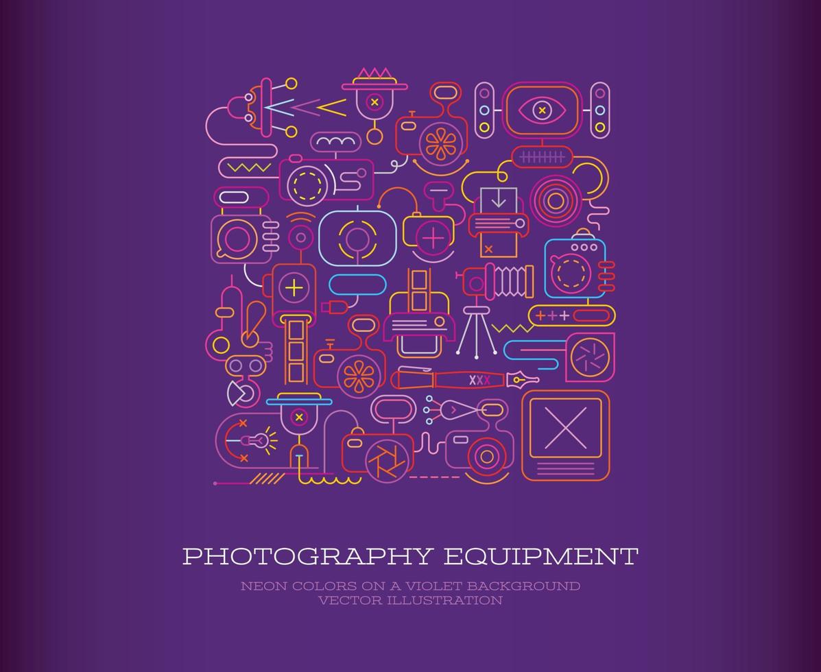 Photography Equipment Neon vector
