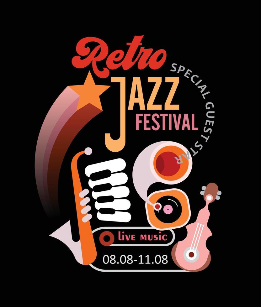 cartel retro del festival de jazz vector