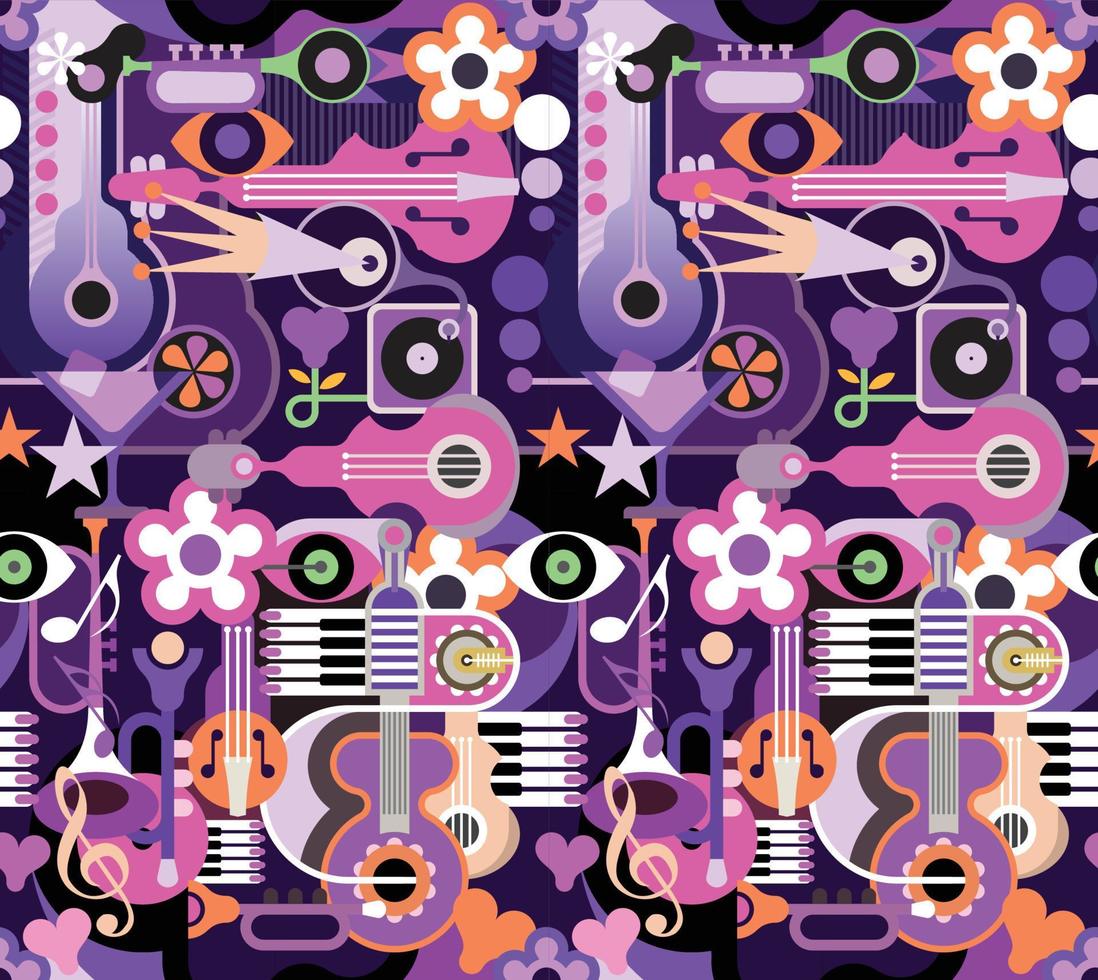 Retro Musical Seamless Background vector