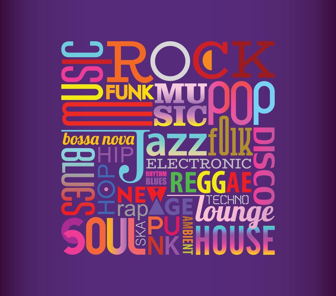 Music Styles text design on a dark violet vector