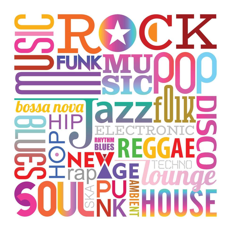 Music Styles text design on a white vector