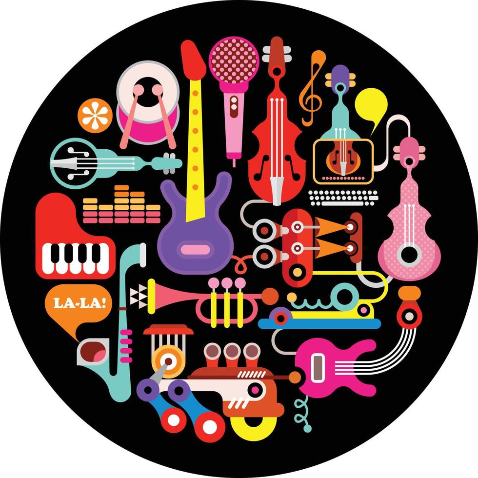 diseño de forma redonda de instrumentos musicales vector