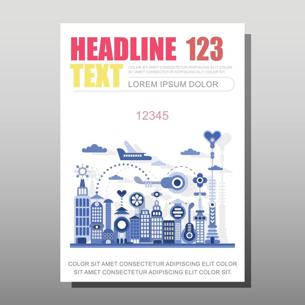 Modern city vector template layout, size A4