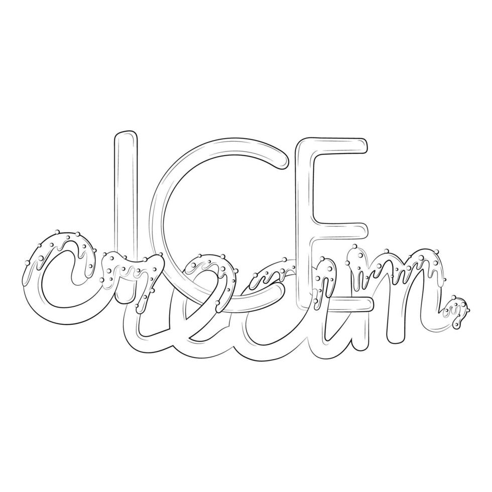 ice cream doodle lettering. Isolated on white background. vector